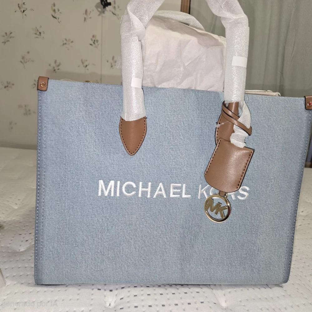 Michael Kors Light Blue Denim Mirabella Tote Bag